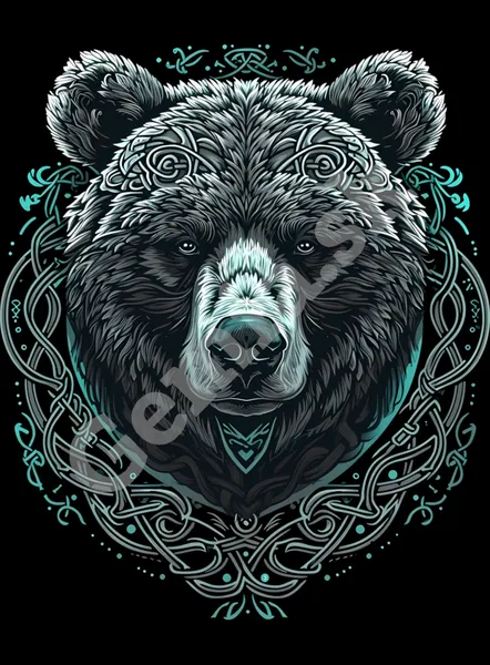 Potlač na tričko - Medveď viking - čierne