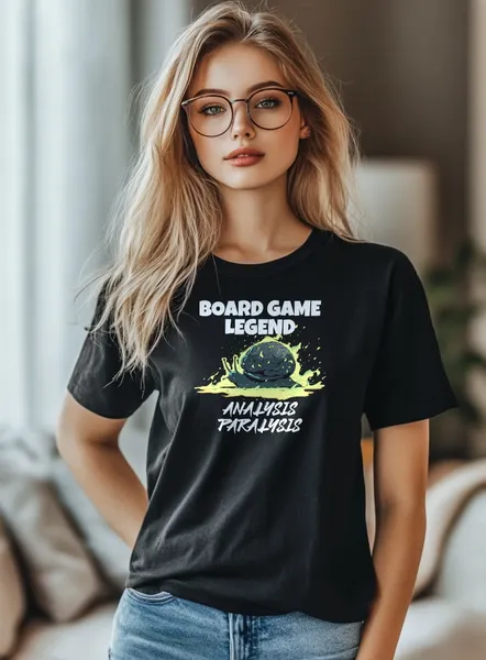 Tričko s potlačou - Doskové hry - BG Legend Analysis Pralysis - Dámske čierne