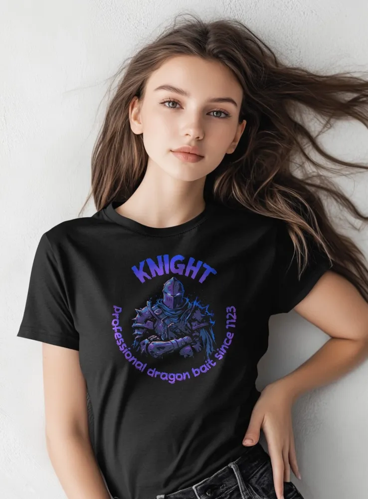 Hráčske tričko s potlačou - Knight - Dámske čierne