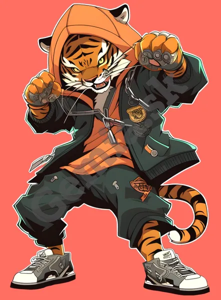 Potlač na tričko - Tiger rapper - detské korálové