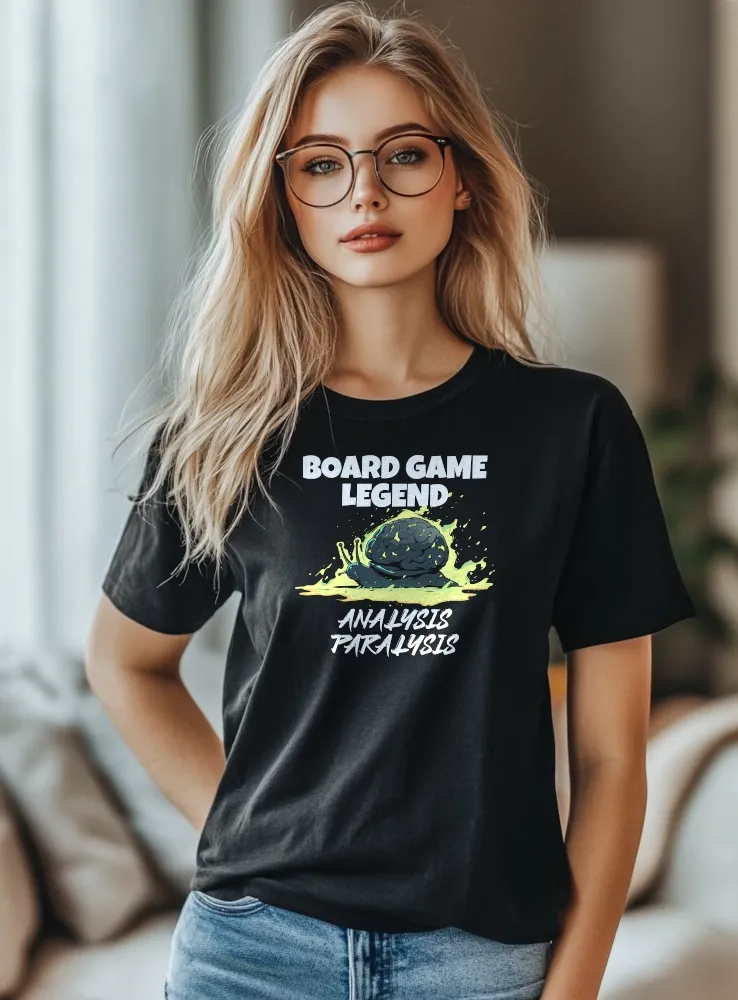 Tričko s potlačou - Doskové hry - BG Legend Analysis Pralysis - Dámske čierne