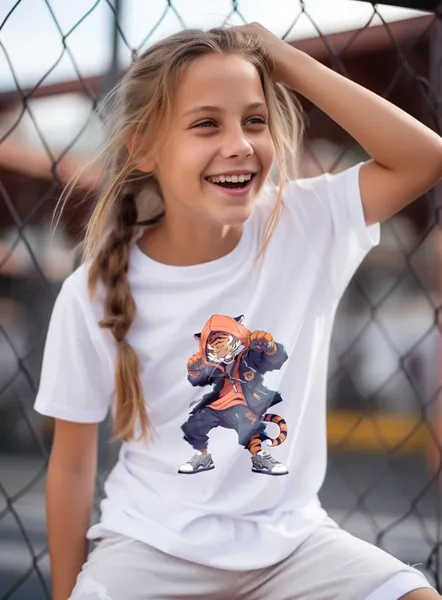 Detské tričko s potlačou - Tiger rapper - dievča