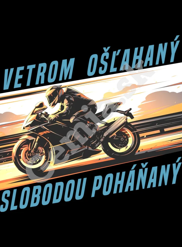 Potlač na tričko - Motorkárske tričko - Vetrom ošľahaný - čierne