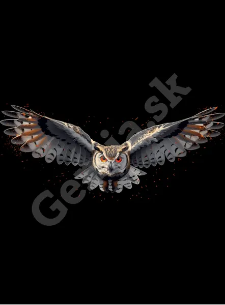Poľovnícke tričko - Letiaca sova - Pánske čierne