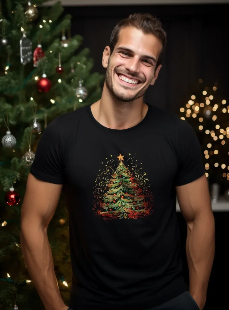 Vianočné tričko Stromček muž čierne