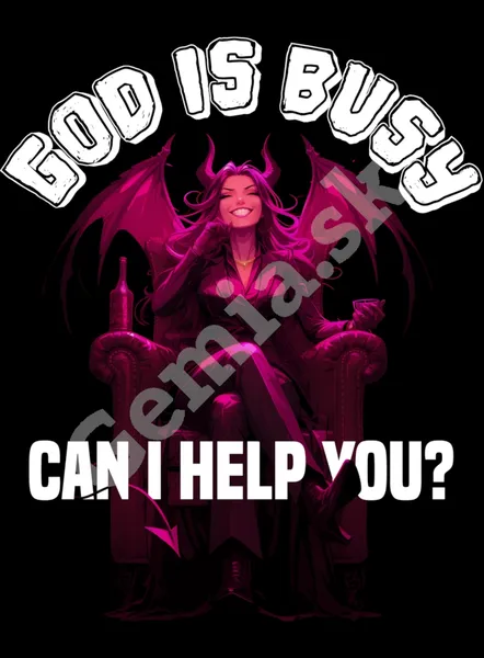 Potlač na tričko - God is busy dámske - čierne