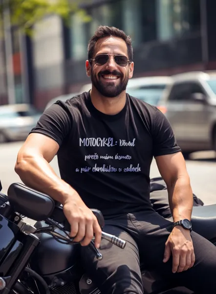 Motorkárske tričko - Úsmev a chrobáky - pánske čierne