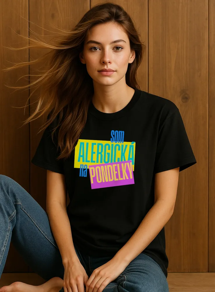 Vtipné-tričko-Alergická-na-pondelky-Dámske-čierne
