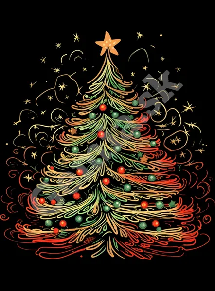 Potlač na tričko - Vianočné - Stromček čierne