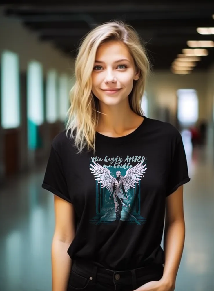Hobby tričko s potlačou - Sestrička anjel - dámske čierne
