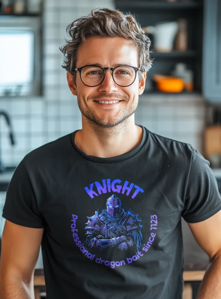 Hráčske tričko s potlačou - Knight - Pánske čierne