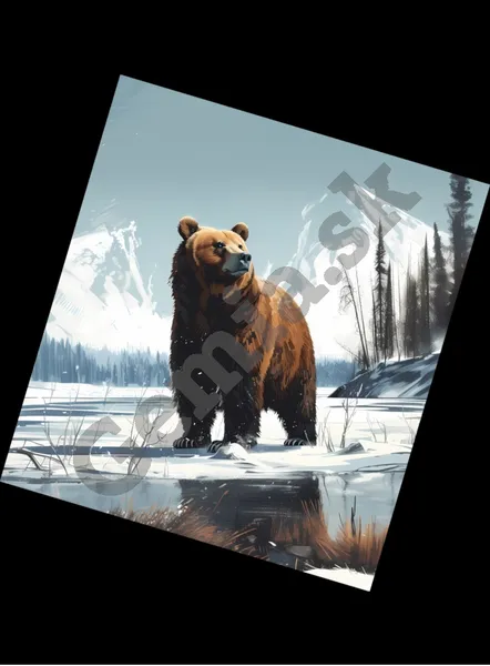 Poľovnícke tričko - Medveď v horách - Dámske čierne