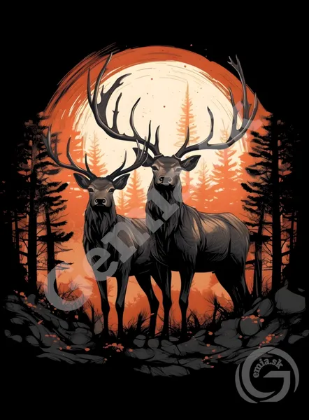 Poľovnícke tričko - Jeleň 2 - pánske čierne