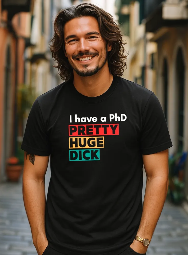 Vtipné-tričko-PHD-Pánske-čierne
