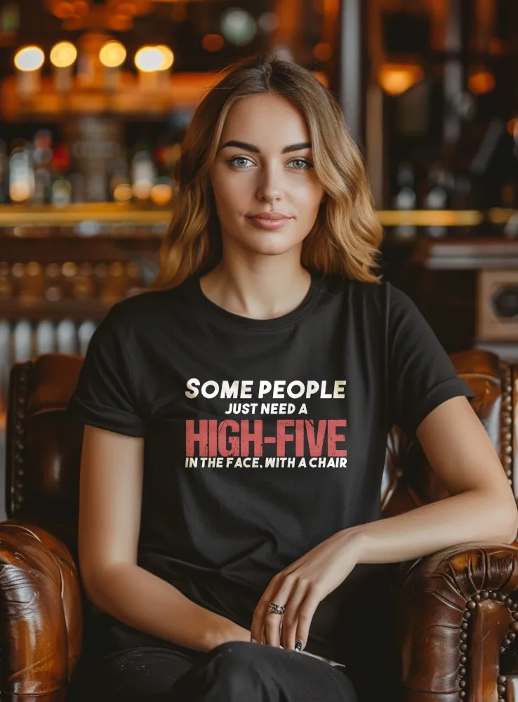 Vtipné tričko - High-Five - Dámske čierne