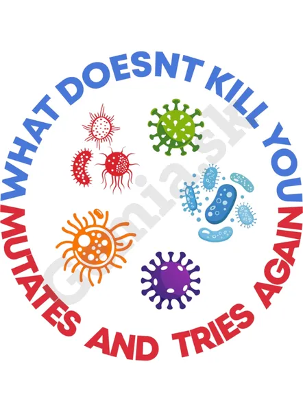 Potlač na tričko Vírusy a baktérie Biele