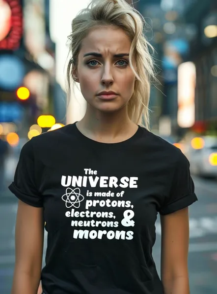Geek tričko - Protons and Morons - Dámske čierne