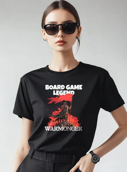 Tričko s potlačou - Doskové hry - BG Legend Warmonger - Dámske čierne