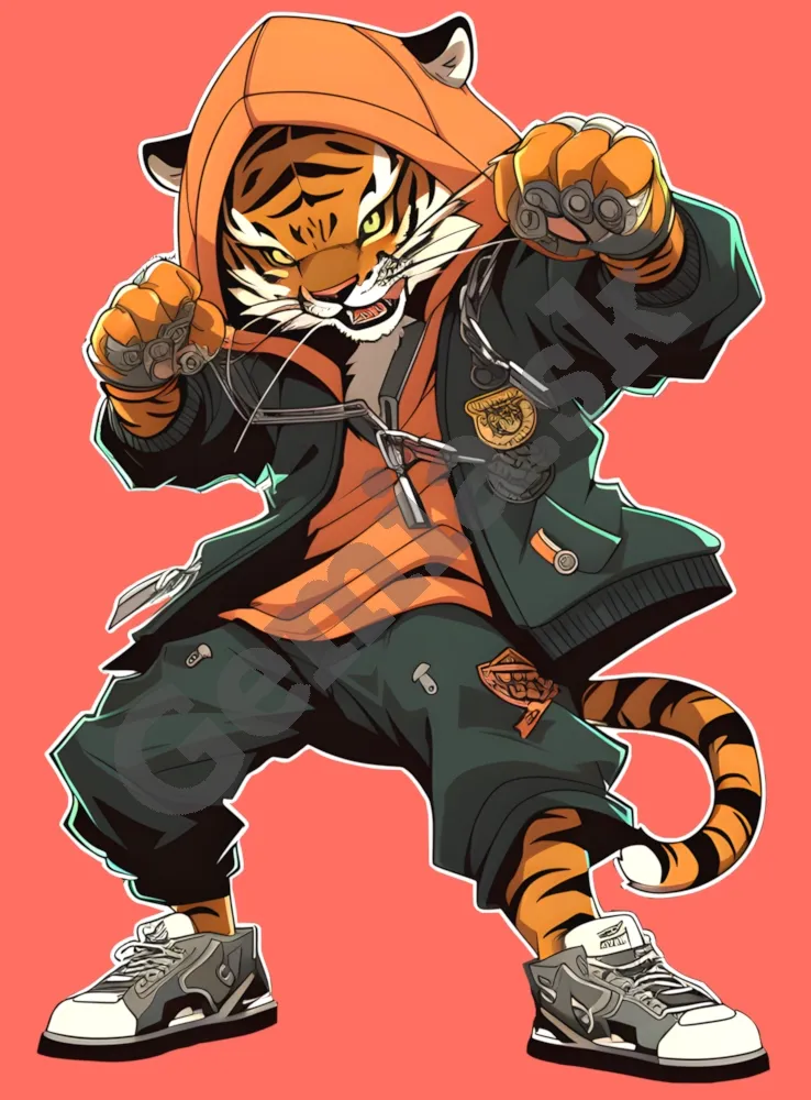 Potlač na tričko - Tiger rapper - detské korálové