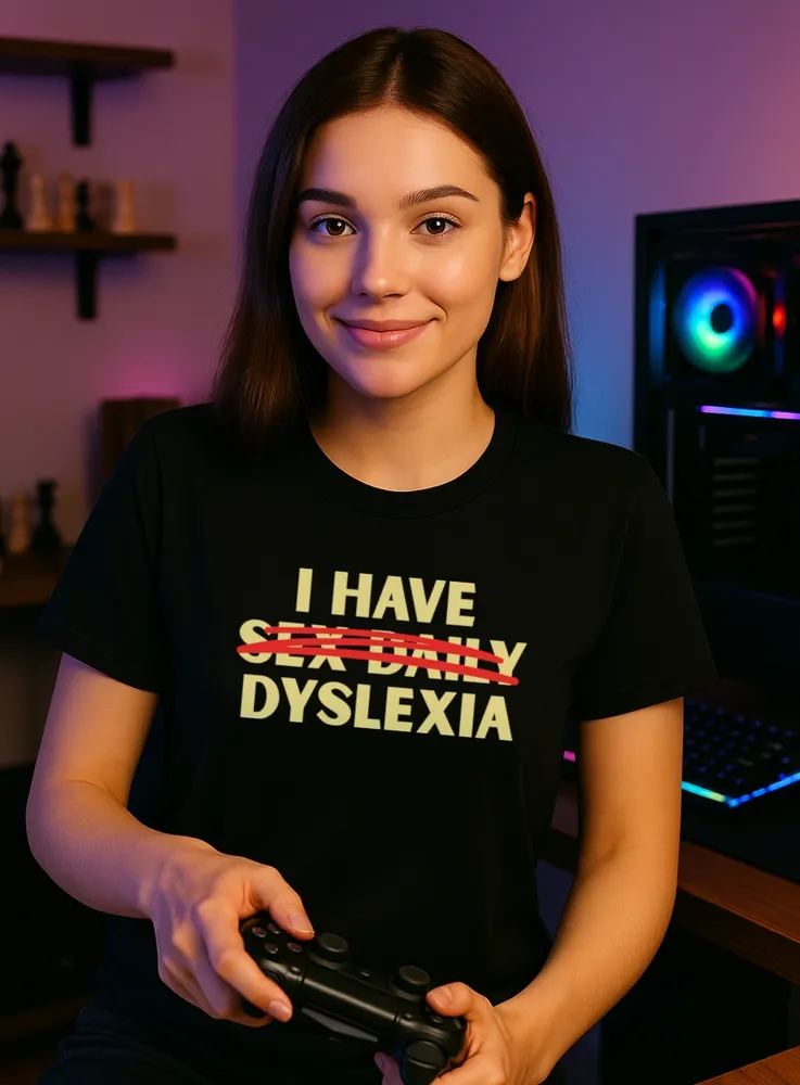 Vtipné-tričko-Dyslexia-Dámske-čierne