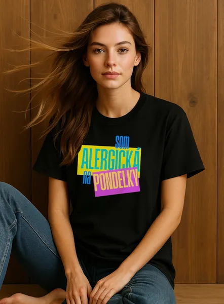 Vtipné-tričko-Alergická-na-pondelky-Dámske-čierne