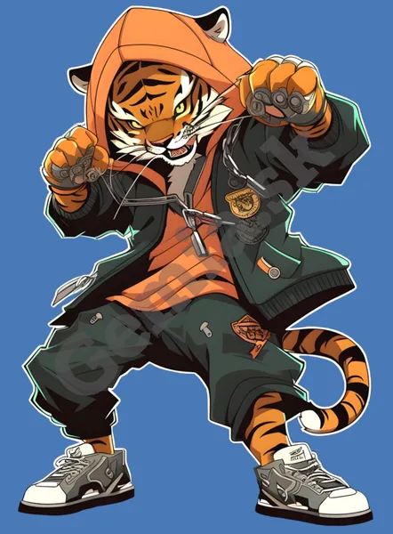 Potlač na tričko - Tiger rapper - detské svetlomodré